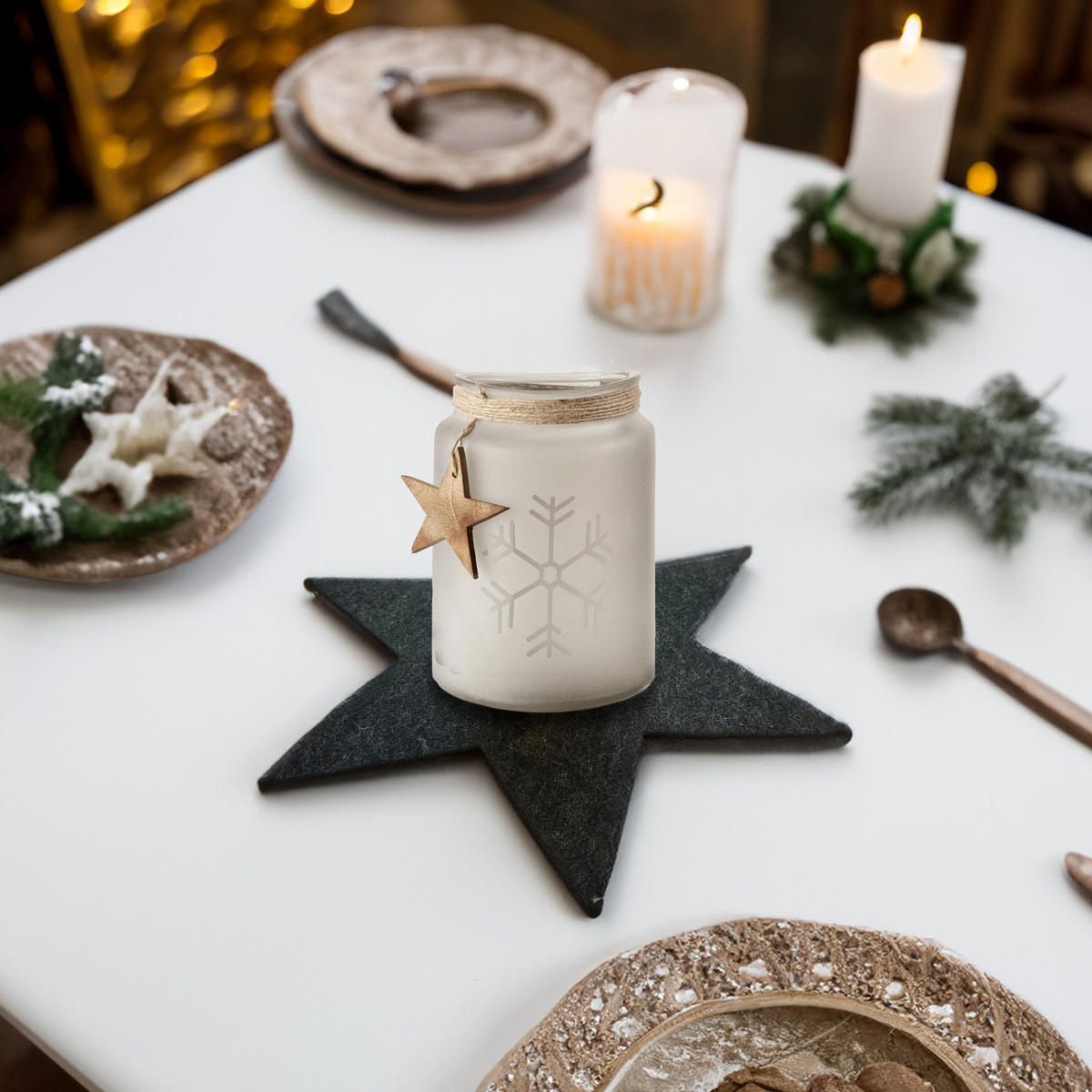 UNTERSETZER WEINACHTSSTERN 3er Set - Anthrazit, Textil (29/29cm) - Miqio Design