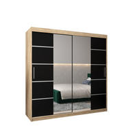 SCHWEBETÜRENSCHRANK 200/200/62 2-türig - Silberfarben/Schwarz, Holz/Kunststoff (200/200/62cm) - MÖBEL KRYSPOL