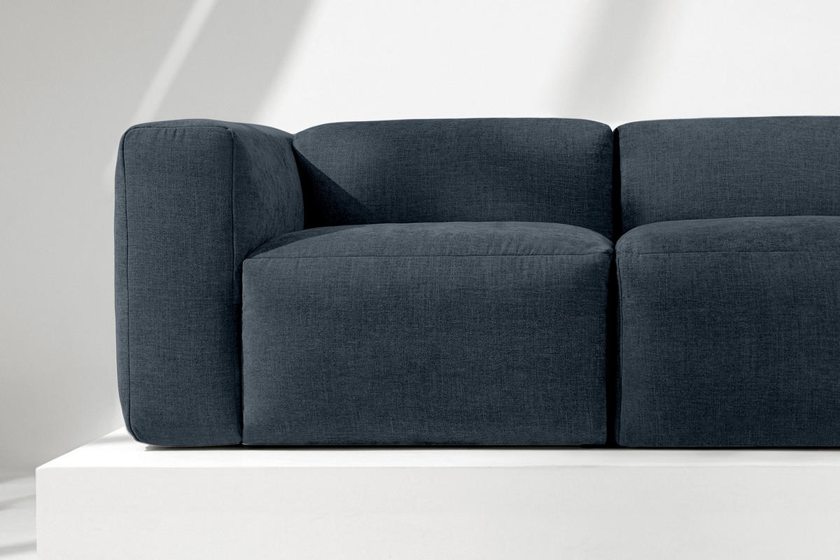 2-SITZER-MODULSOFA BUFFO mit extrem weicher und bequemer Sitzfläche, Gewebestoff, dunkelblau - Dunkelblau, Textil (210/73/96cm) - KONSIMO®