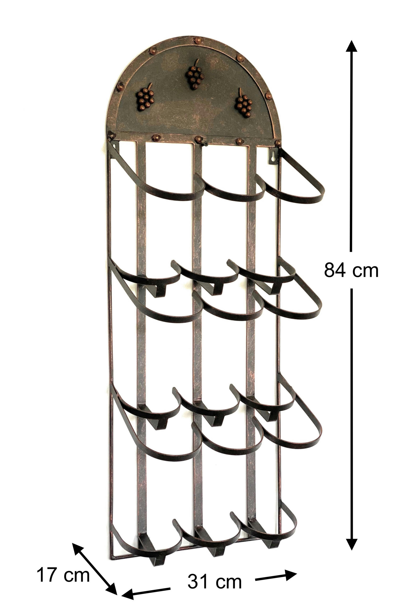WEINREGAL FÜR 9 Flaschen Wand Metall Bronze 96192 - Bronzefarben, Metall (31/84/17cm) - DanDiBo