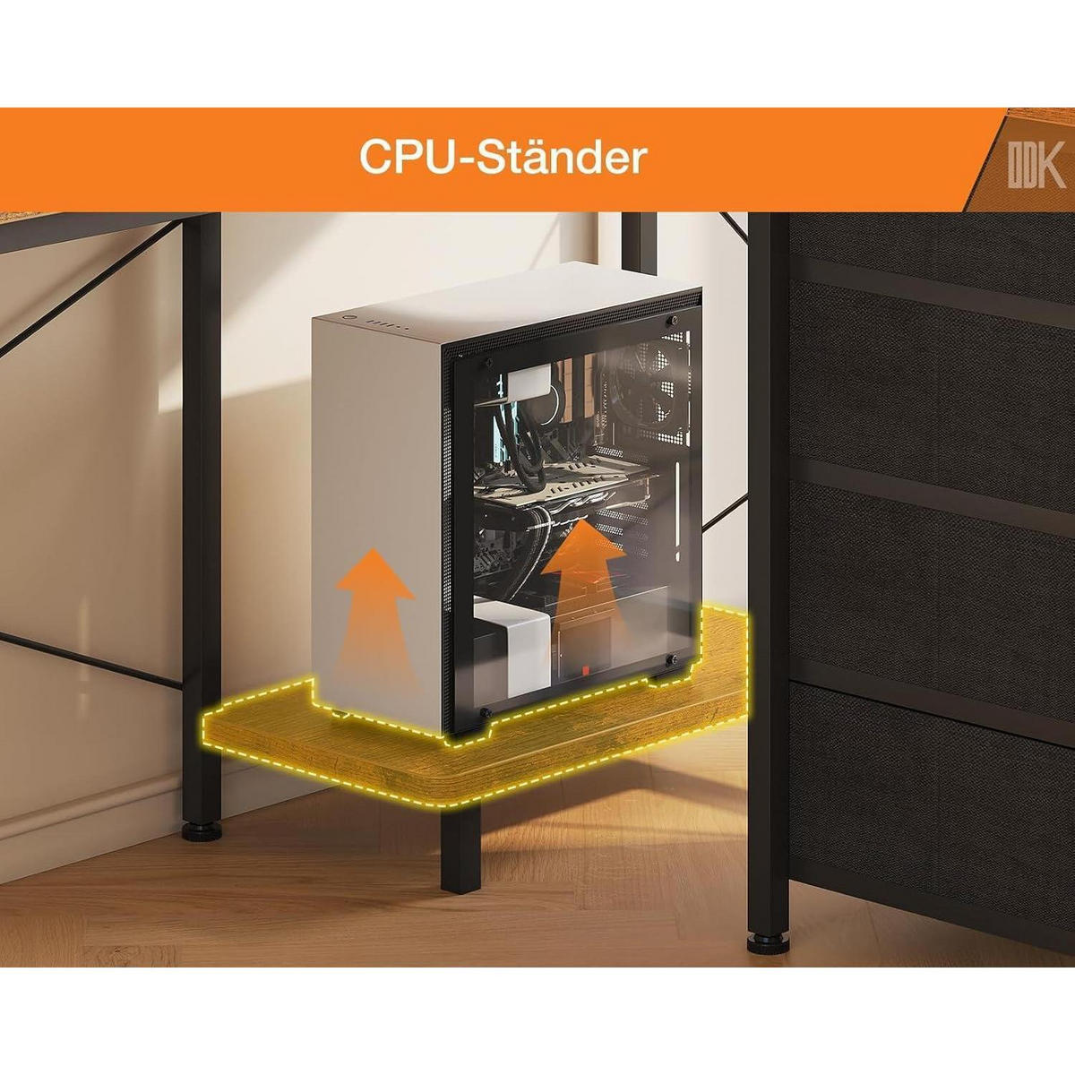 SCHREIBTISCH L Form 140 x 80 cm Braun mit Monitorablage und USB - Braun, Holzwerkstoff (140/80/84.7cm)