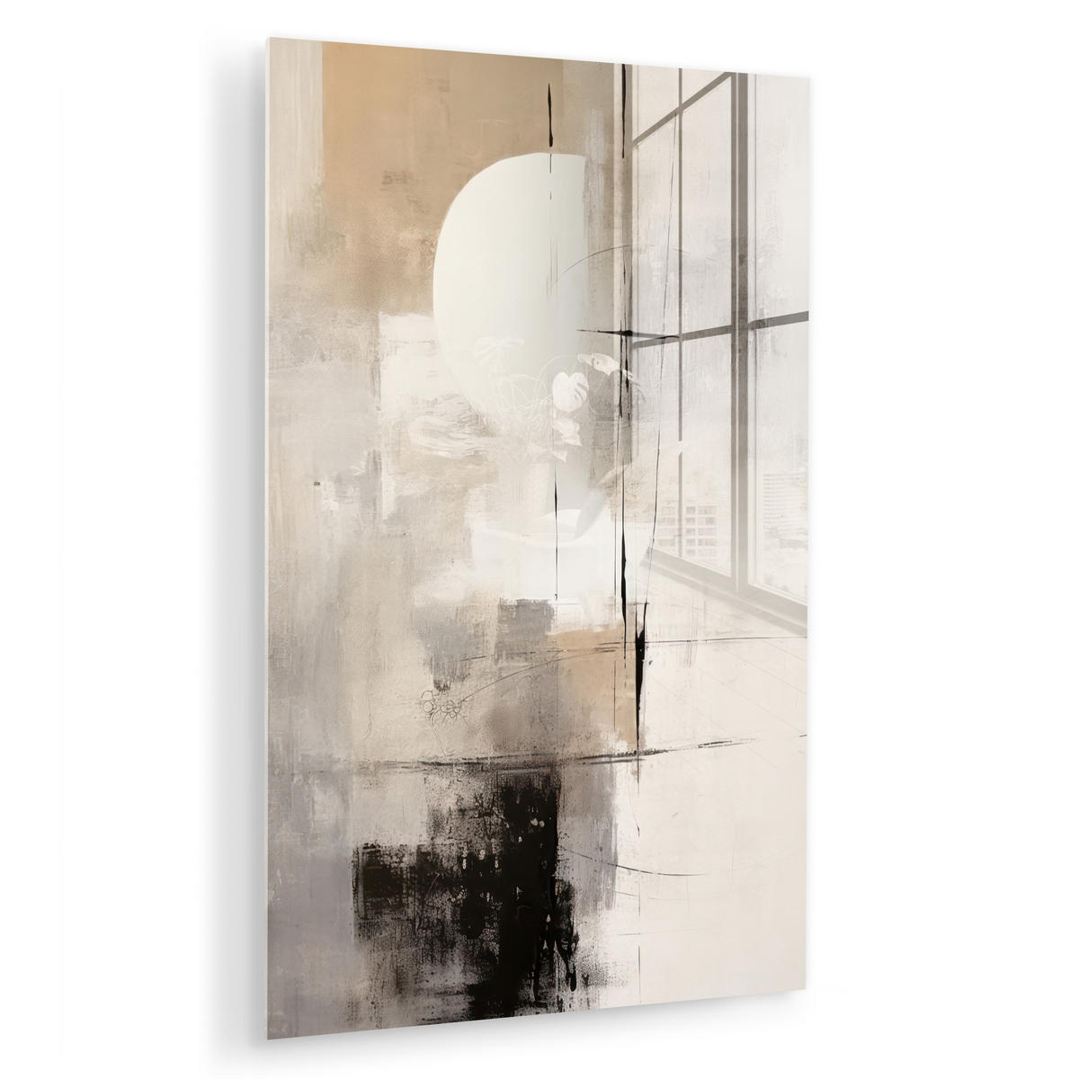 ACRYLGLASBILD Abstrakt - Kunst - Grau 60x90 cm - Hellgrau, Glas (60/90cm) - MuchoWow