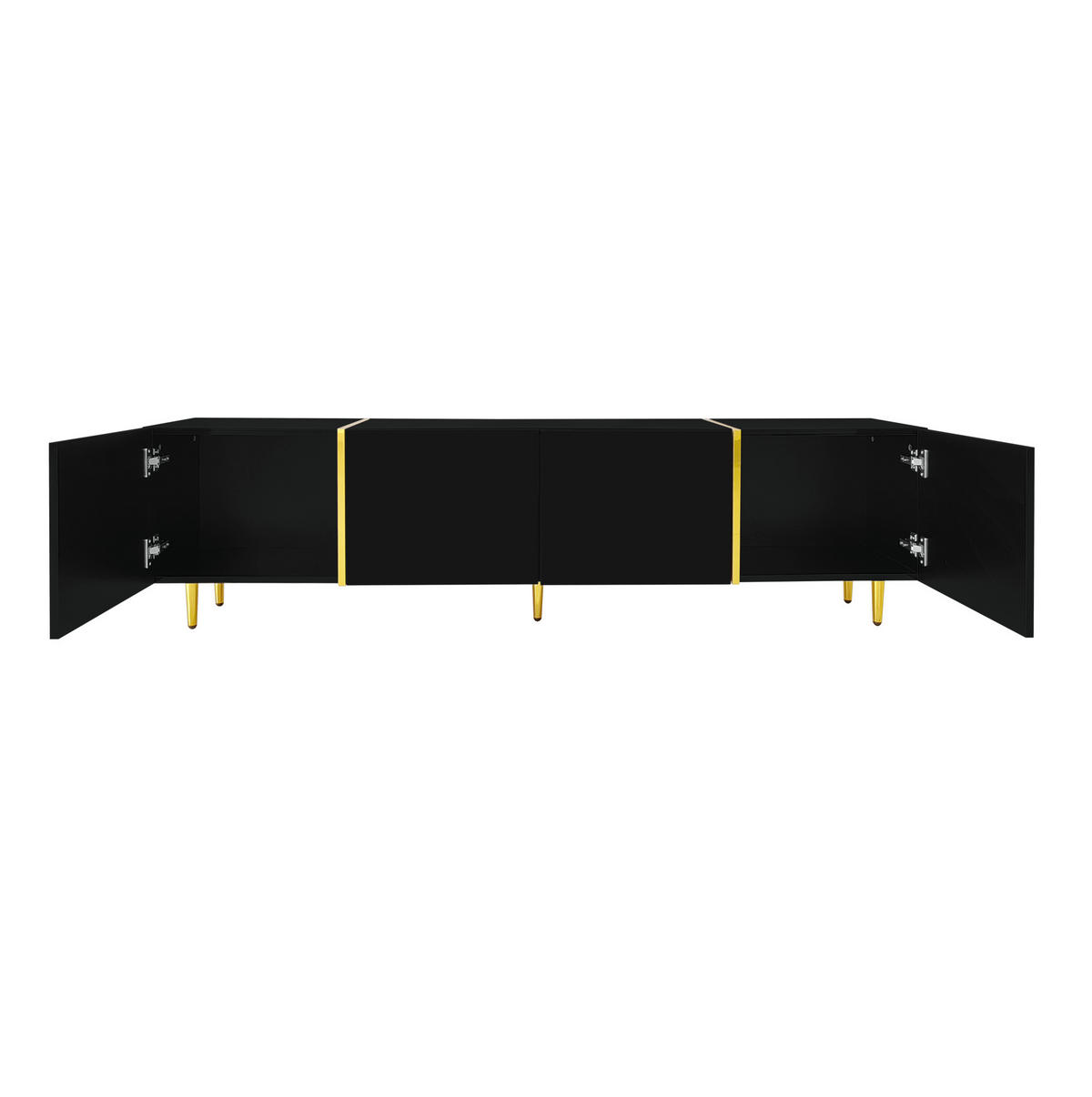 TV-LOWBOARD 170/35/46 cm in Schwarz Hochglanz mit 4 Türen - Schwarz, Holzwerkstoff (170/46/35cm) - Flora Grace