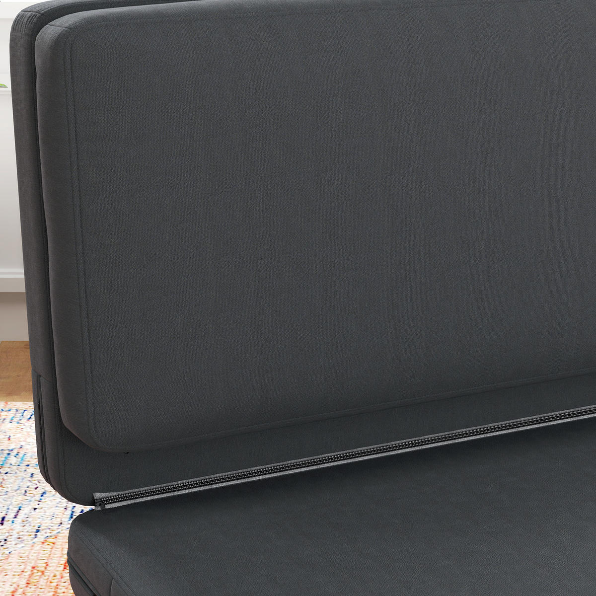 BODENSOFA 3-in-1 Klappbar Schlafsofa mit Samtoptik für Schlafzimmer, Wohnzimmer - Dunkelgrau, Textil (138/10/270cm) - HOMCOM