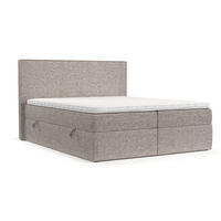 BOXBETT Nuvia 180/200 cm Beige im Neve Stoff - Beige/Schwarz, Holz/Holzwerkstoff (180/200cm) - AltaBeds