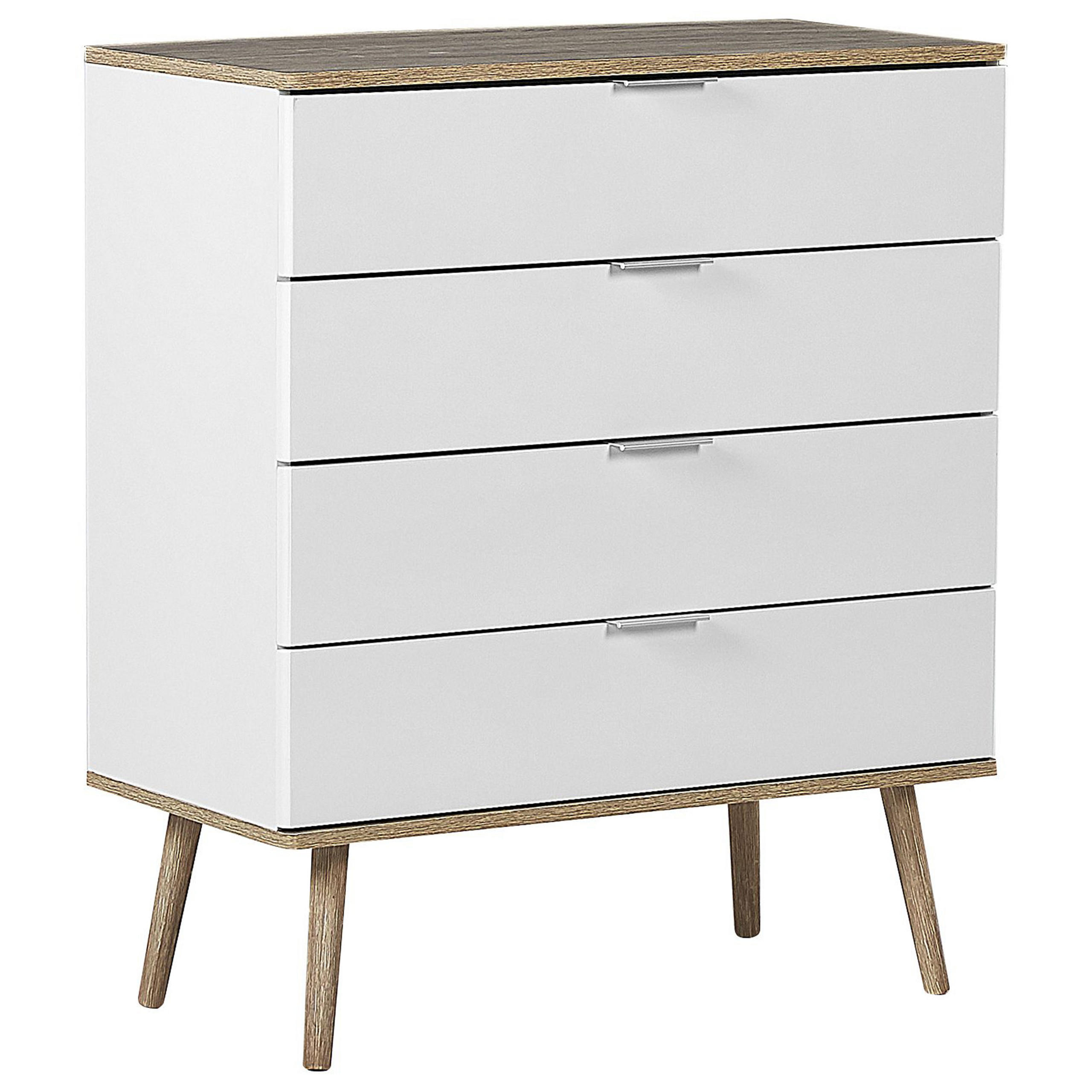 KOMMODE 4 Schubladen weiß/heller Holzfarbton Walpi - Hellbraun/Weiß, Holzwerkstoff (79/93/40cm) - Beliani