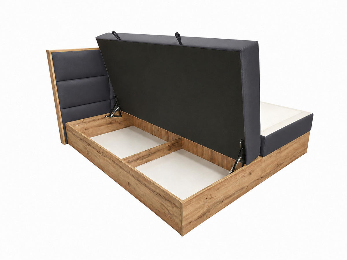 BOXSPRINGBETT Loly 140x200 cm H4 Taschenfederkern Anthrazit - Anthrazit, Textil (140/200cm) - KS Home Concept
