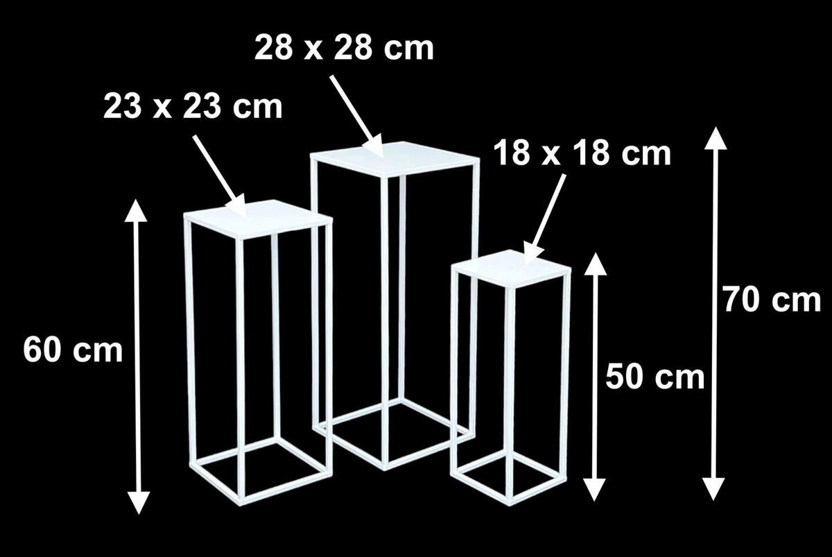 BLUMENHOCKER Metall Weiß Eckig 3er Set - Weiß, Metall (18/50/18cm) - DanDiBo