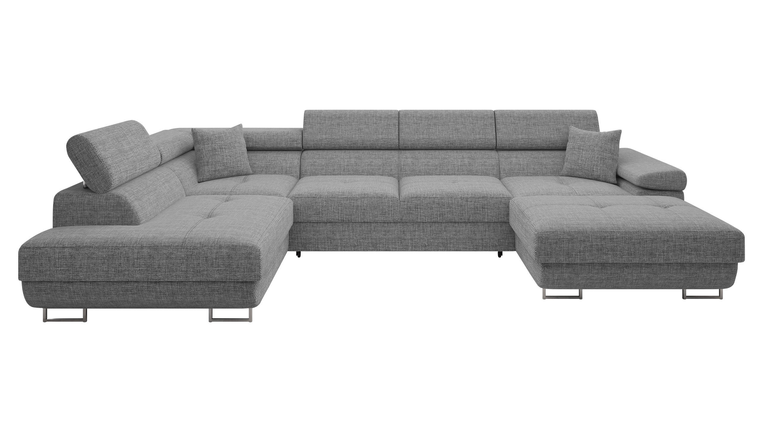 WOHNLANDSCHAFT Torezio Bis, Seite: Links - Grau, Holz/Textil (346/90/203cm) - MIRJAN24