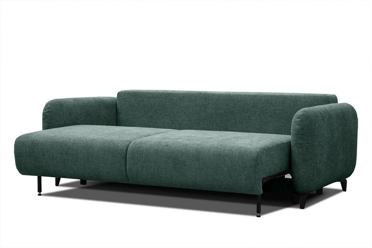 SOFA DRAKE 3-Sitzer mit Schlaffunktion, smaragdgrün - Smaragdgrün/Braun, Holz/Textil (232/90/107cm) - Courtois Laville