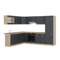 ECKKÜCHE IN L-FORM R-Line Schwarz Beton/Goldkraft Eiche 227 x 287 cm ohne AP - Eiche Wotan/Schwarz, Holzwerkstoff (287/81.6/46cm) - Vicco