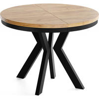 ESSTISCH Savio Neo rund ausziehbar verlängerbar XXL, Eiche Braun 100-200/100/77 cm - Eiche Wotan/Schwarz, Holz/Holzwerkstoff (100/200/77cm) - WFL GROUP