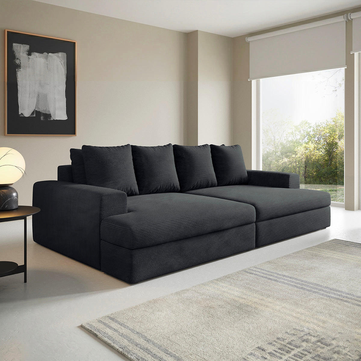 SOFA Paola 3 Sitzplätze Schwarz - Schwarz, Holz (272/86/167cm) - Petits-meubles