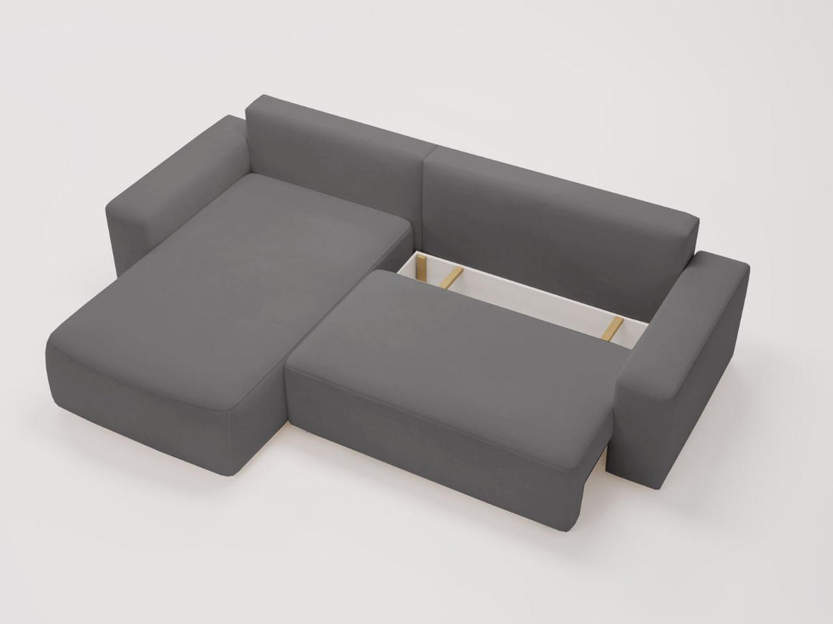 ECKSOFA Tazones Dunkelgrau Links - Dunkelgrau, Holz/Kunststoff (250/165cm) - Graingold