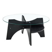 BEISTELLTISCH aus MDF und Glas 80x80x36 cm Schwarz/Transparent mit Sicherheitsglas und fächerförmigem Gestell - Schwarz, Holzwerkstoff (80/80/36cm) - Modfu