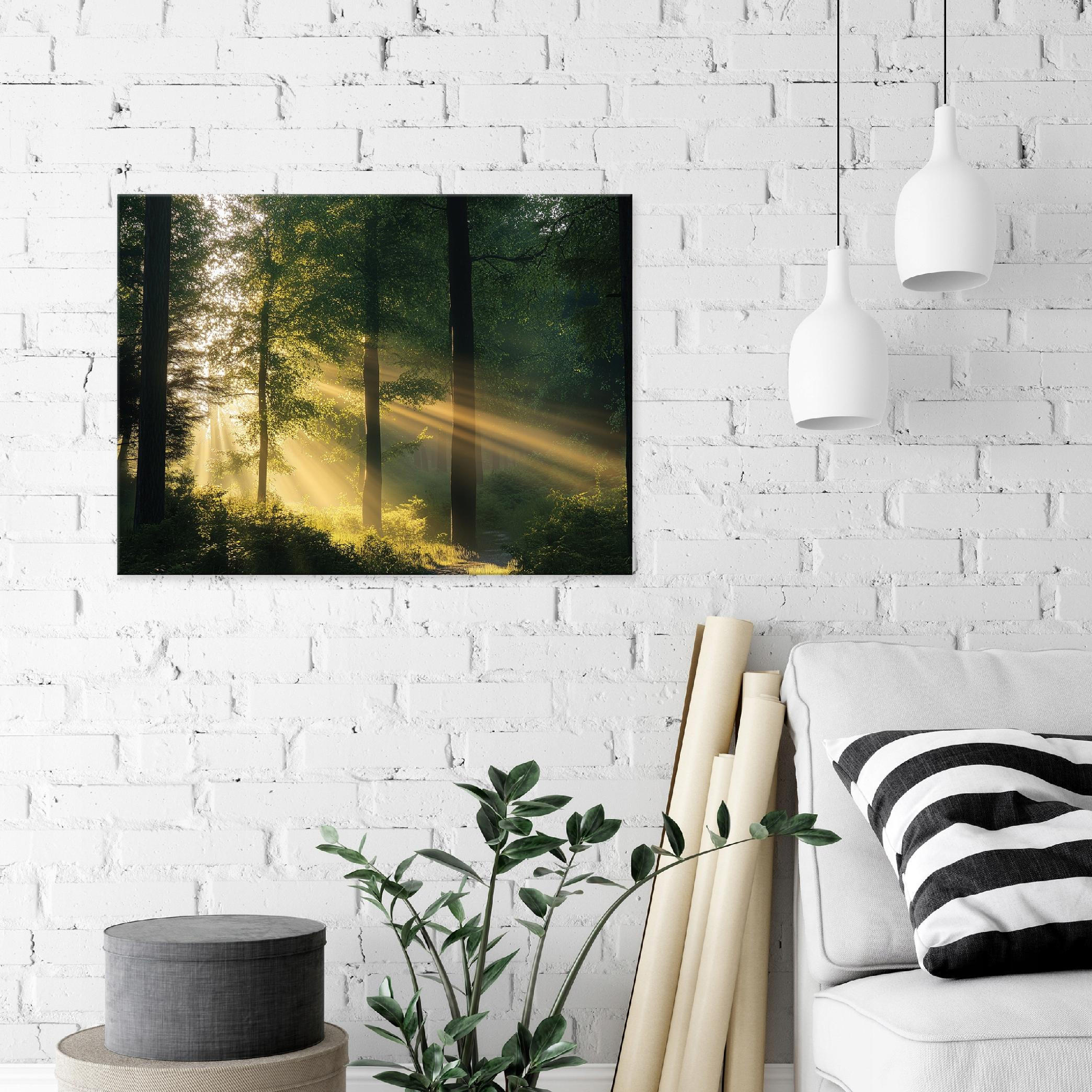 LEINWANDBILD Wald Natur Modern Wohnzimmer 100x70 - Multicolor, Holzwerkstoff (100/70cm) - Wallarena