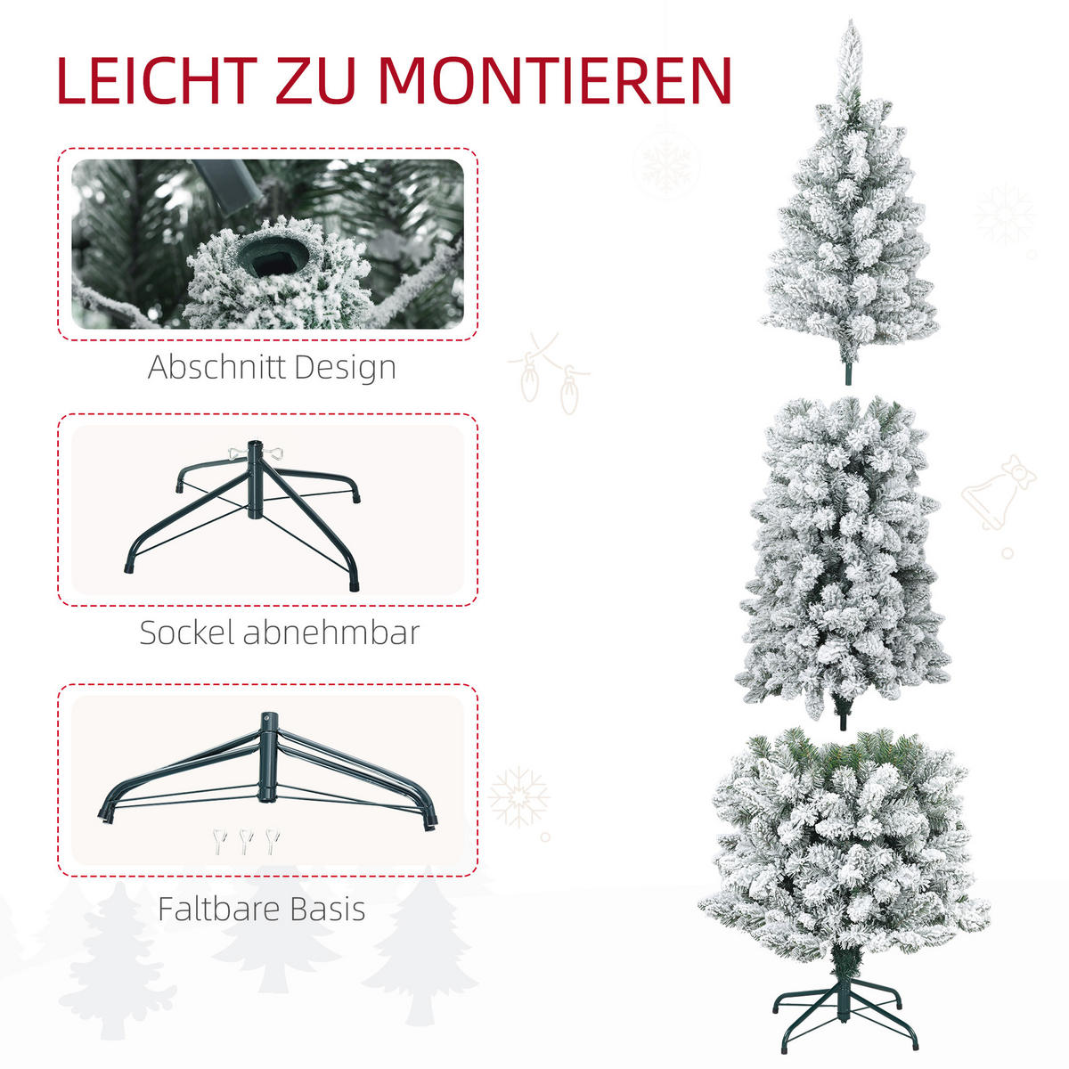 KÜNSTLICHER Weihnachtsbaum, 210 cm Christbaum mit 687 Spitzen für Weihnachten - Grün, Kunststoff/Metall (210cm) - HOMCOM
