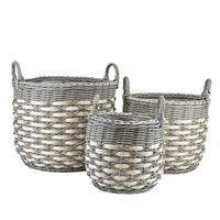 PFLANZKÖRBE 3er Set, Rattan, grau-gestreift - Grau, Kunststoff (50cm) - dasmöbelwerk