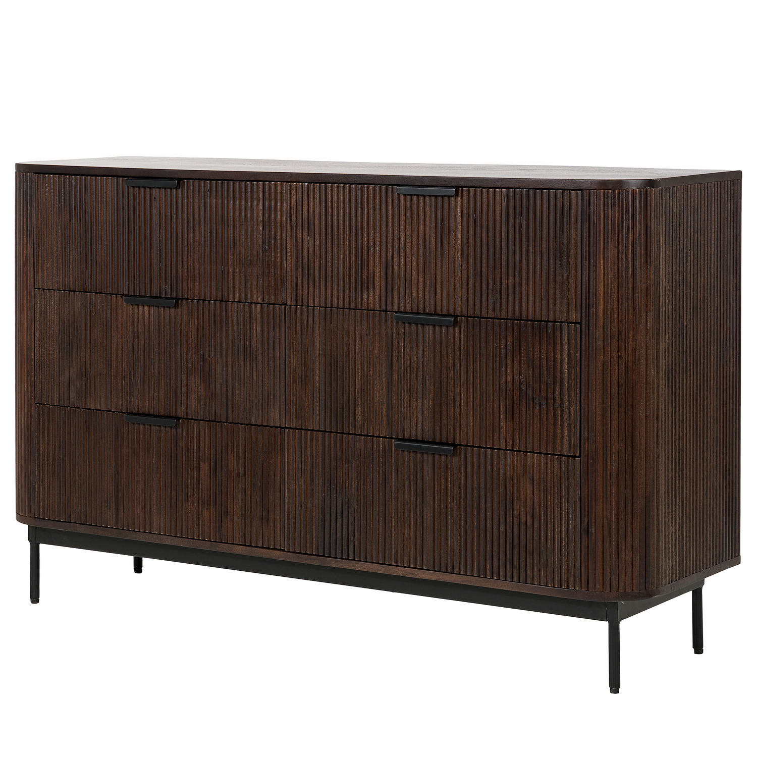 MASSIVES SIDEBOARD - Akazie Dunkel - Schwarz/Braun, Holz/Metall (140/85/40cm) - home24
