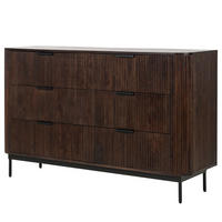 MASSIVES SIDEBOARD - Akazie Dunkel - Schwarz/Braun, Holz/Metall (140/85/40cm) - home24
