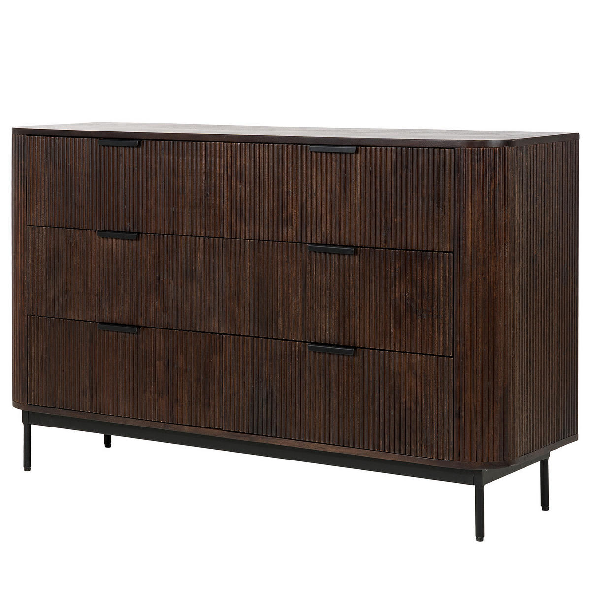 MASSIVES SIDEBOARD - Akazie Dunkel - Schwarz/Braun, Holz/Metall (140/85/40cm) - home24