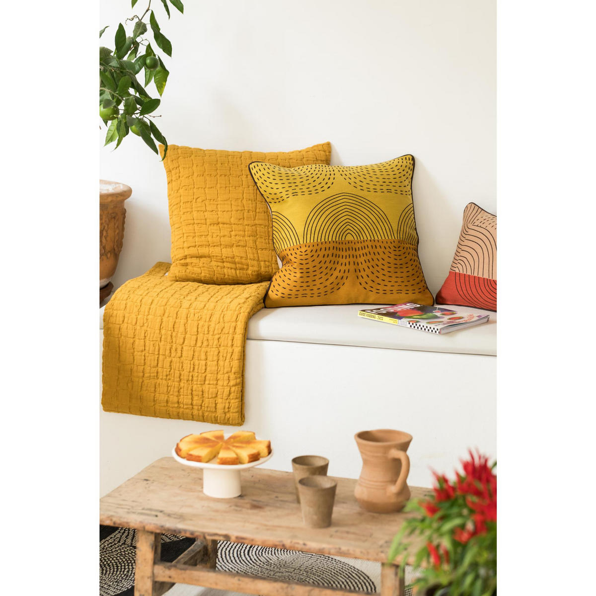 BETTÜBERWURF Swami safrangelb 240 x 260 cm - Hellbraun, Textil (240/260cm) - Vivaraise
