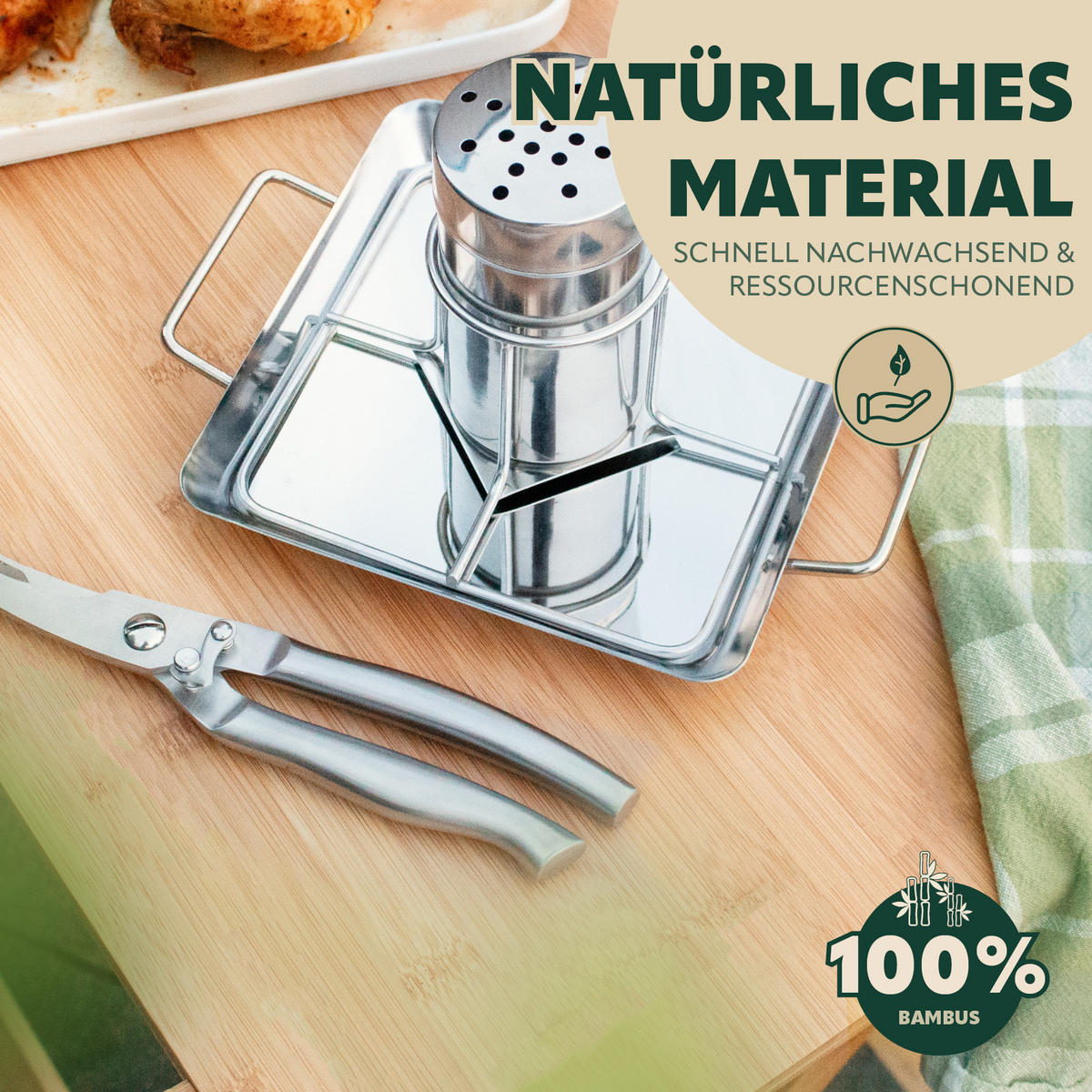 BEISTELLTISCH, Bambus - Hellbraun, Metall (40/31/50cm) - bremermann