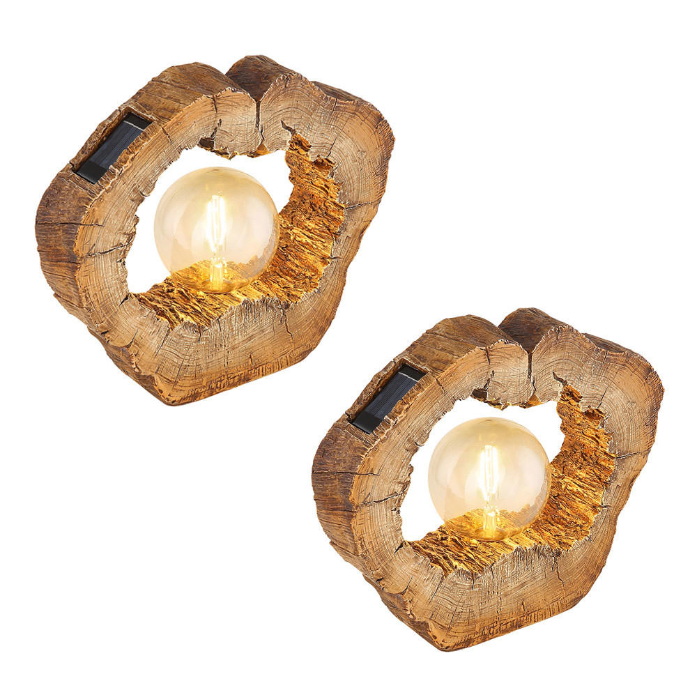 LED AUSSENLEUCHTE Baumscheibe Holzoptik Braun 2er Set - Braun, Kunststoff (30.5/8.5/25.5cm) - Globo Lighting