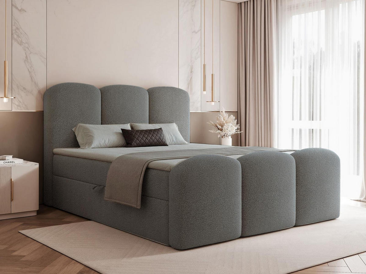 BOXBETT 140x200 VELIA Graphit - Graphitfarben, Holzwerkstoff/Textil (140/200cm) - Compleo24