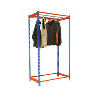 KLEIDERSTANGENREGAL Metal Einzel | HxBxT 300x90x50cm | Blau/Orange | Kleiderständer Garderobe Klamottenregal Stangenregal Regal - Blau, Metall (90/300/50cm) - PROREGAL