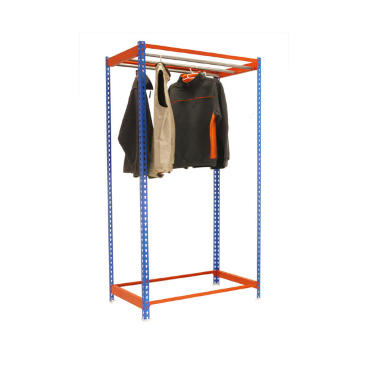 KLEIDERSTANGENREGAL Metal Einzel | HxBxT 300x90x50cm | Blau/Orange | Kleiderständer Garderobe Klamottenregal Stangenregal Regal - Blau, Metall (90/300/50cm) - PROREGAL