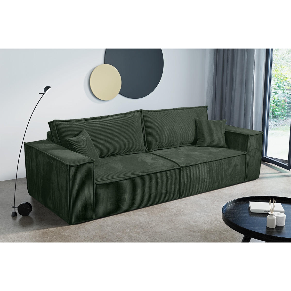 SOFA Isaac 4 Sitzplätze Tannengrün - Grün, Holzwerkstoff (255/85/105cm) - Petits-meubles