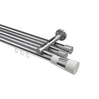 INNENLAUF-GARDINENSTANGEN-SET Siteno Tanara 140 cm, 3-läufig, 20 mm Ø Chrom - Chromfarben/Weiß, Metall (140cm) - INTERDECO