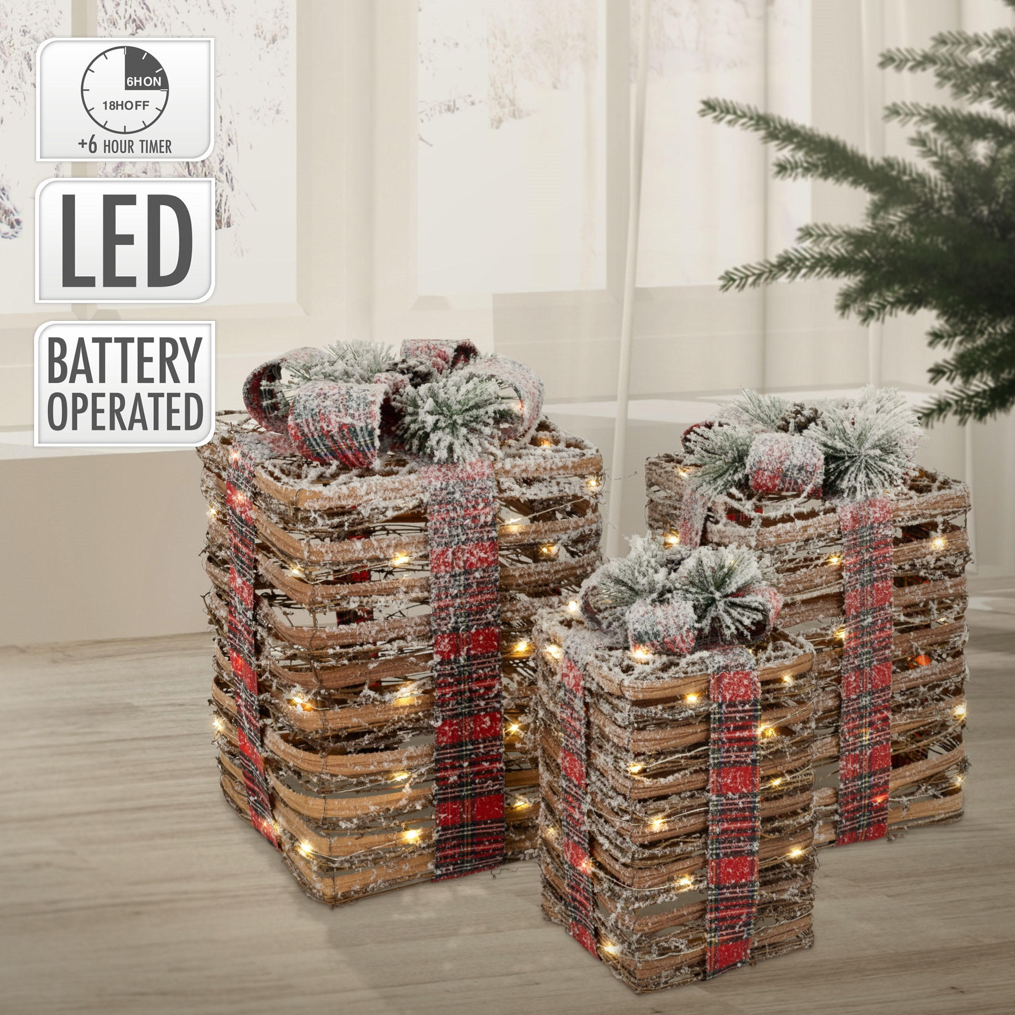 WEIHNACHT Geschenkset - Braun, Holz (25.5/42/25.5cm) - ECD-Germany