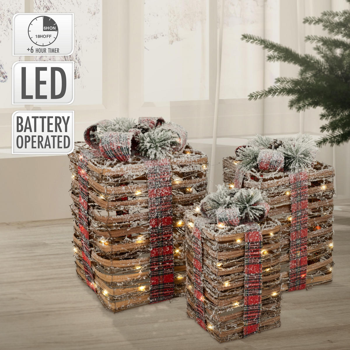 WEIHNACHT Geschenkset - Braun, Holz (25.5/42/25.5cm) - ECD-Germany