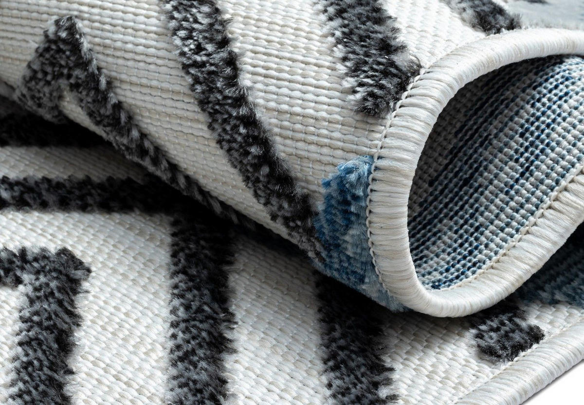 OUTDOORTEPPICH Azure Dunkelblau,Silberfarben,Schwarz 200/300 cm - Dunkelblau, Textil (200/300cm) - My-Rug
