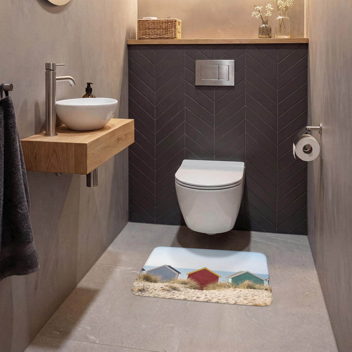 WC PŘEDLOŽKA Pláž - Chaty - Barevné - Duny 60x40 cm - různobarevná, textil/plast (60/1cm) - OnlyWow