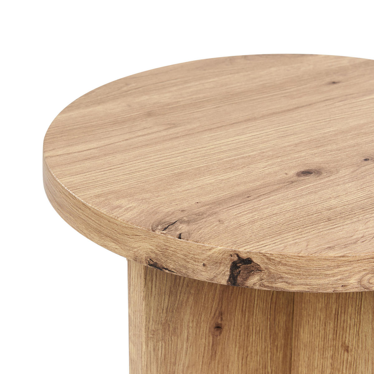 BEISTELLTISCH hellbraun Holzoptik rund 42 cm Stanton - Hellbraun, Holzwerkstoff (42/42/55cm) - Beliani