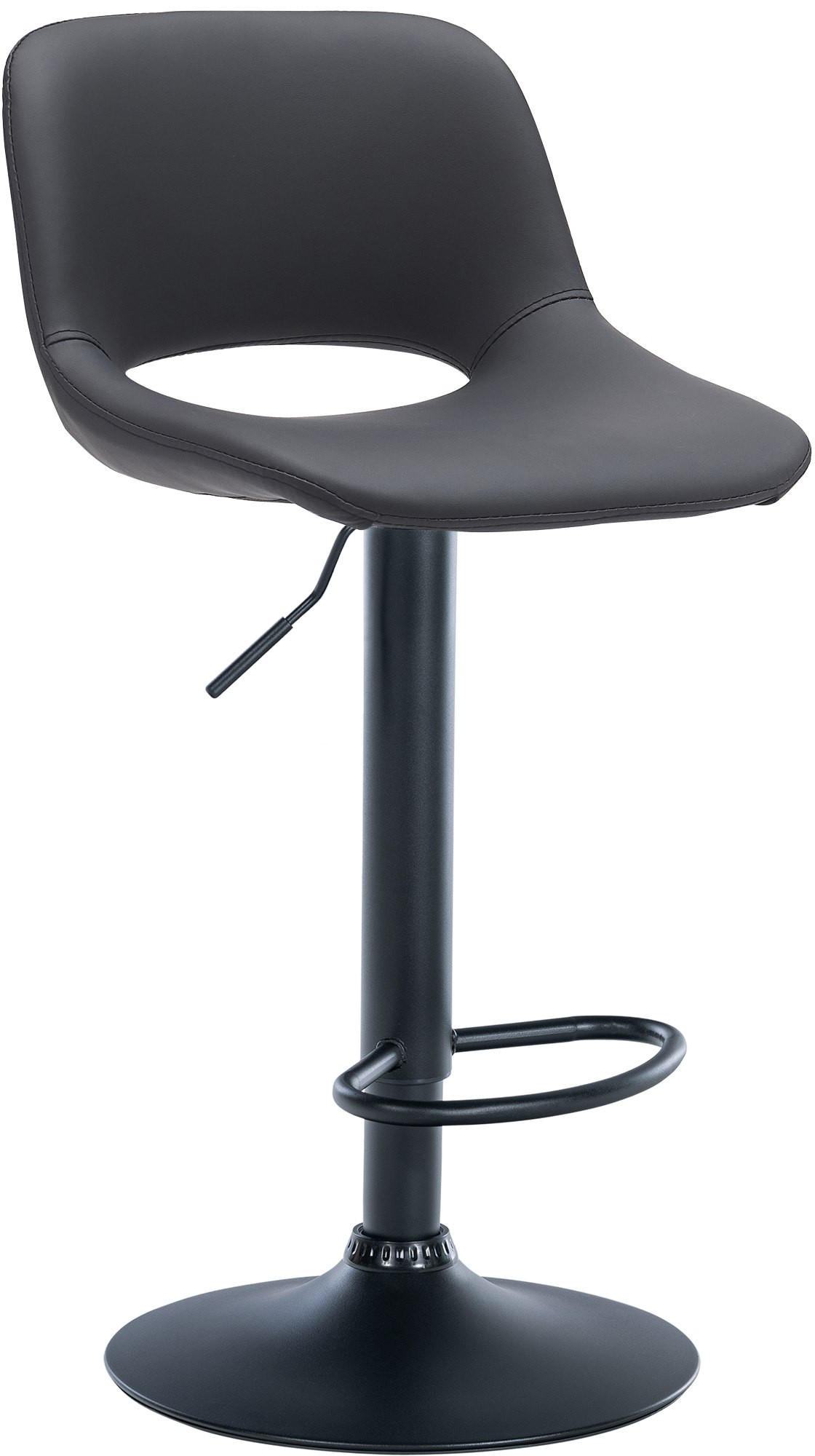 BARHOCKER JAKSON Schwarz Kunstleder Schwarz - Schwarz, Leder/Metall (42/86/46cm) - DELUKE