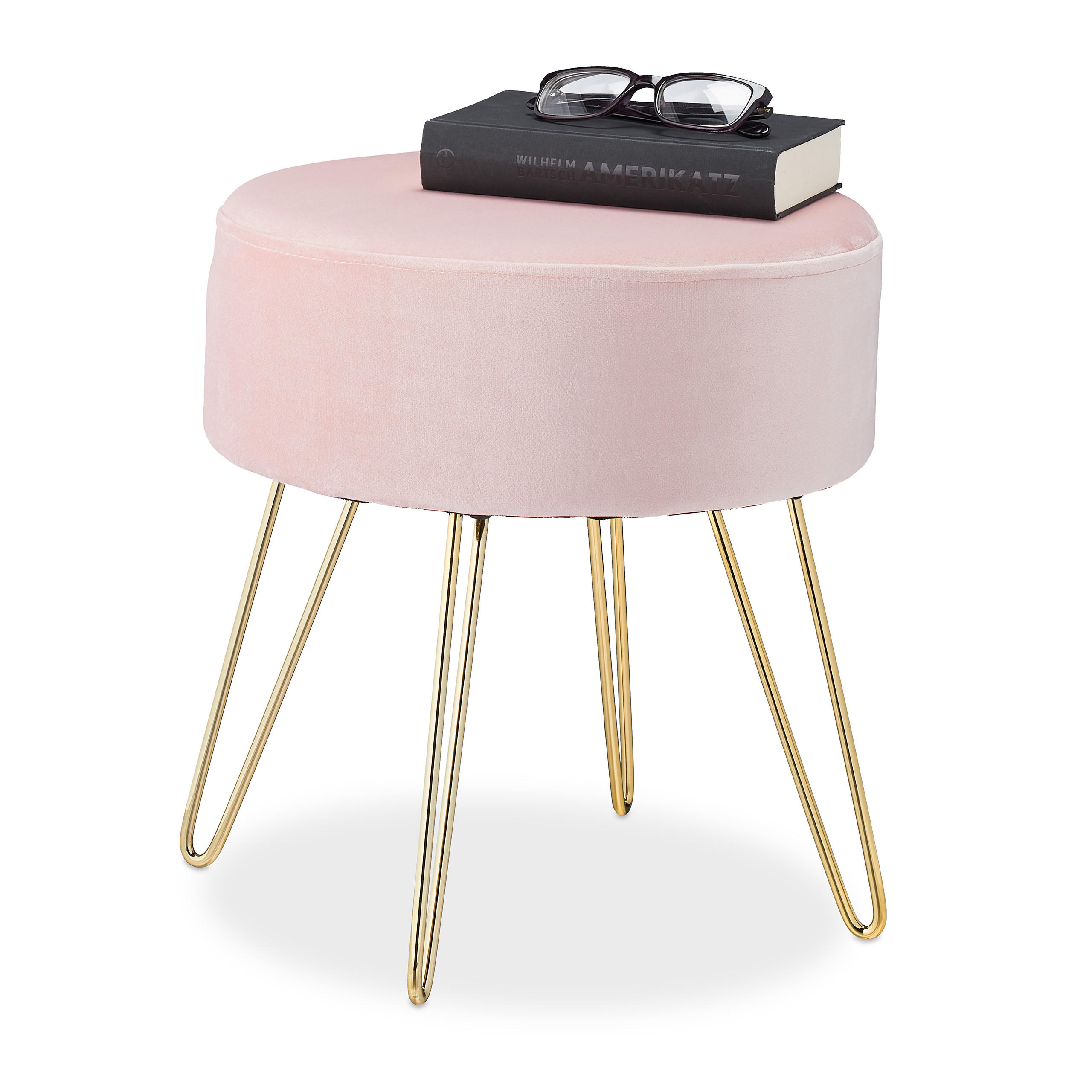 SAMTHOCKER - Rosa, Holzwerkstoff/Textil (40/40/40cm) - Relaxdays