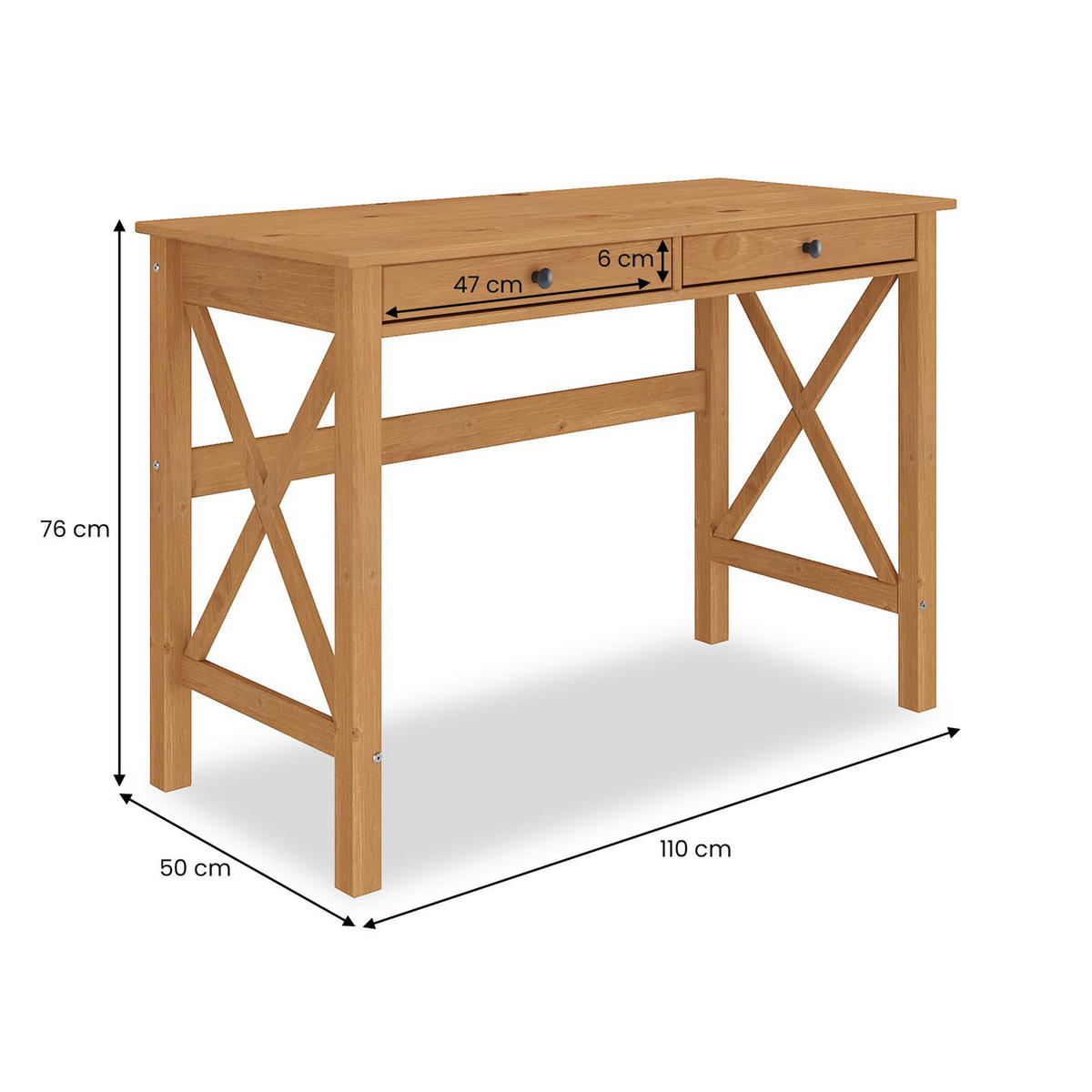 SCHREIBTISCH ADRIAN - Eichefarben, Holz (50/110/76cm) - IDIMEX