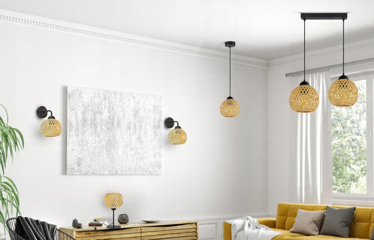 PENDELLEUCHTE BOHO - Beige/Schwarz, Holz/Metall (13/42/100cm) - kiki design