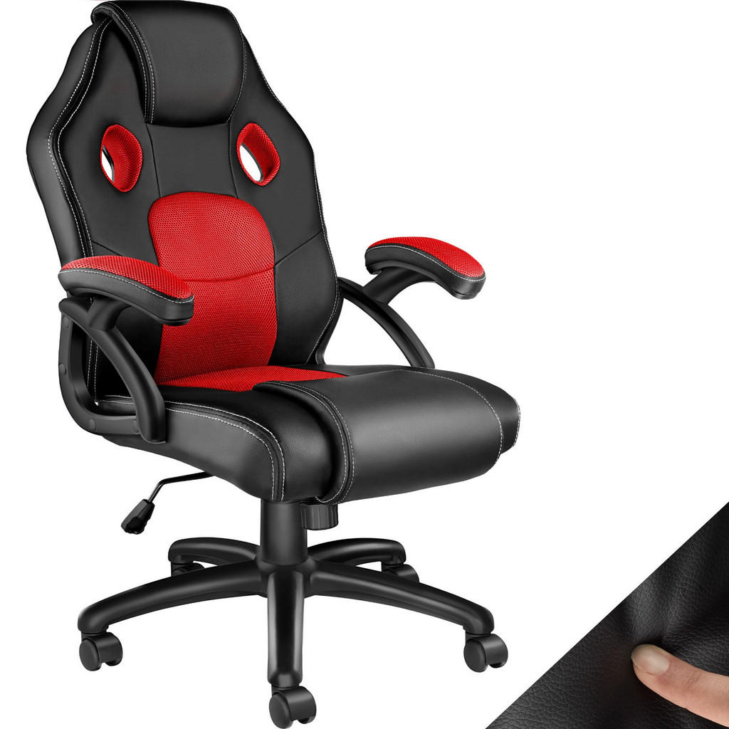 Thumbnail - tectake Bürostuhl, Schwarz, Rot, Leder, 68x114.5x69 cm, Kinder- & Jugendzimmer, Jugendmöbel, Gamingstühle