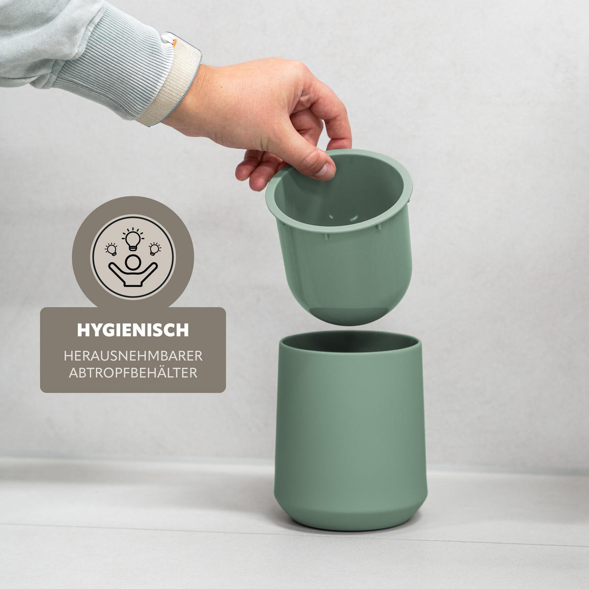WC-GARNITUR TESERO, Kunststoff, grün - Grün, Kunststoff (10.5/39.5/10.5cm) - eluno