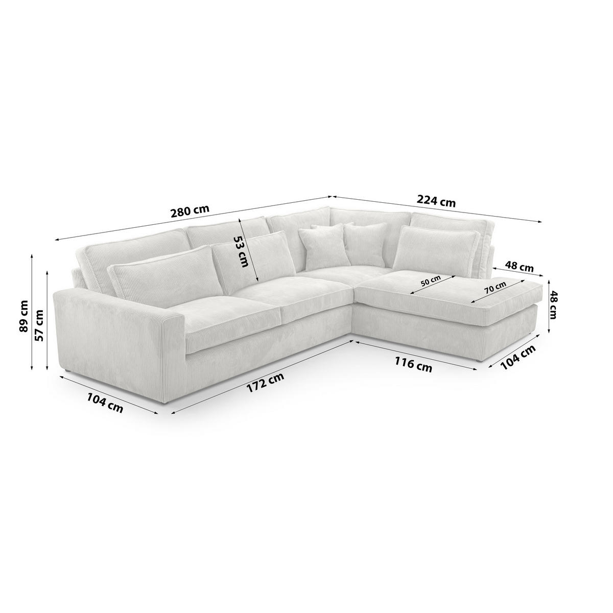 ECKSOFA Eckcouch Monica mini L-form, Beige - Hellgrau, Textil (224/280cm) - Fedve
