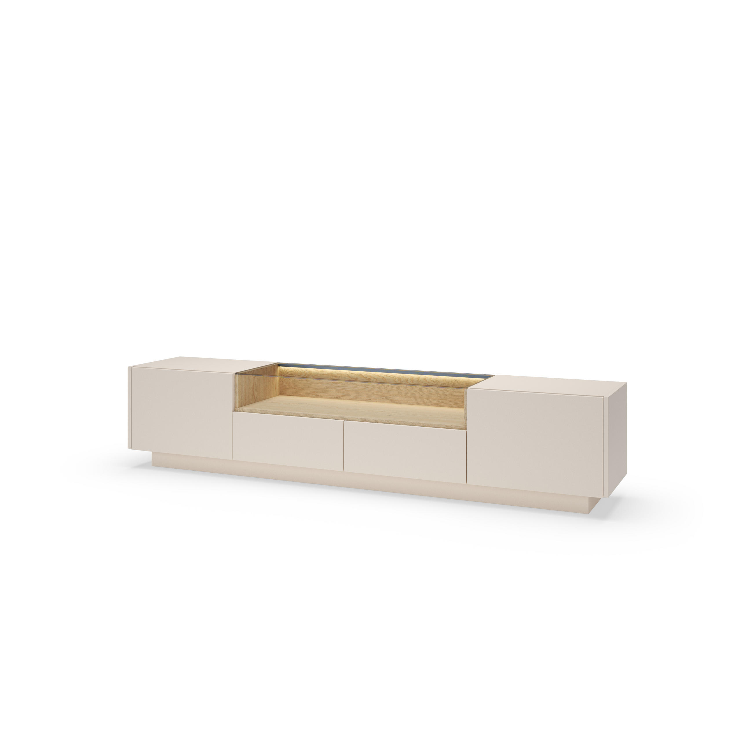 TV-SCHRANK: beige + cremona Eiche, 203 x 43,4 x 39,5 cm - Beige, Holzwerkstoff (203/43.4/39.5cm) - 3XE LIVING