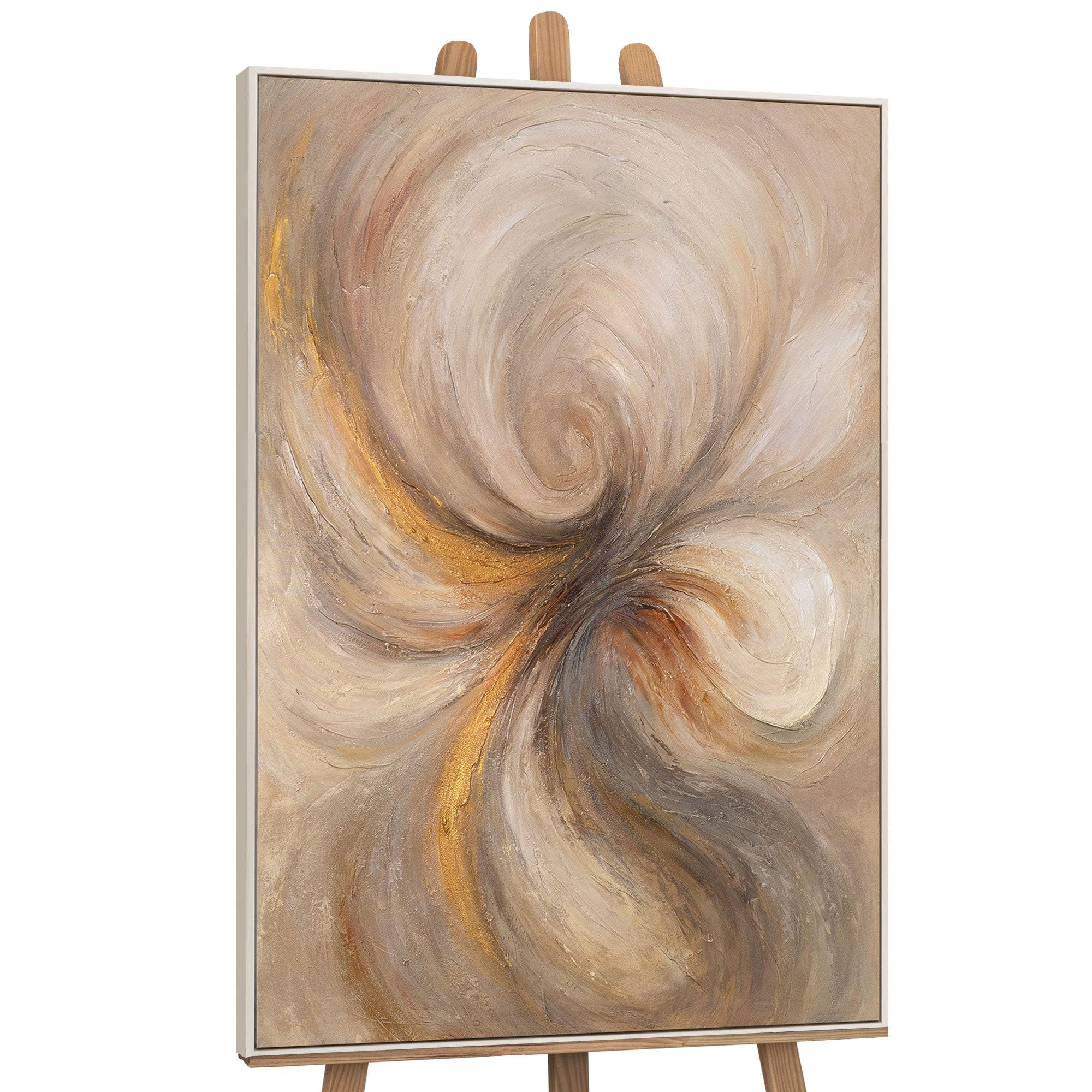 GEMÄLDE Energie des Stroms Schattenfugenrahmen Beige 120x80 cm - Beige, Holz (120/80cm) - YS-art gallery
