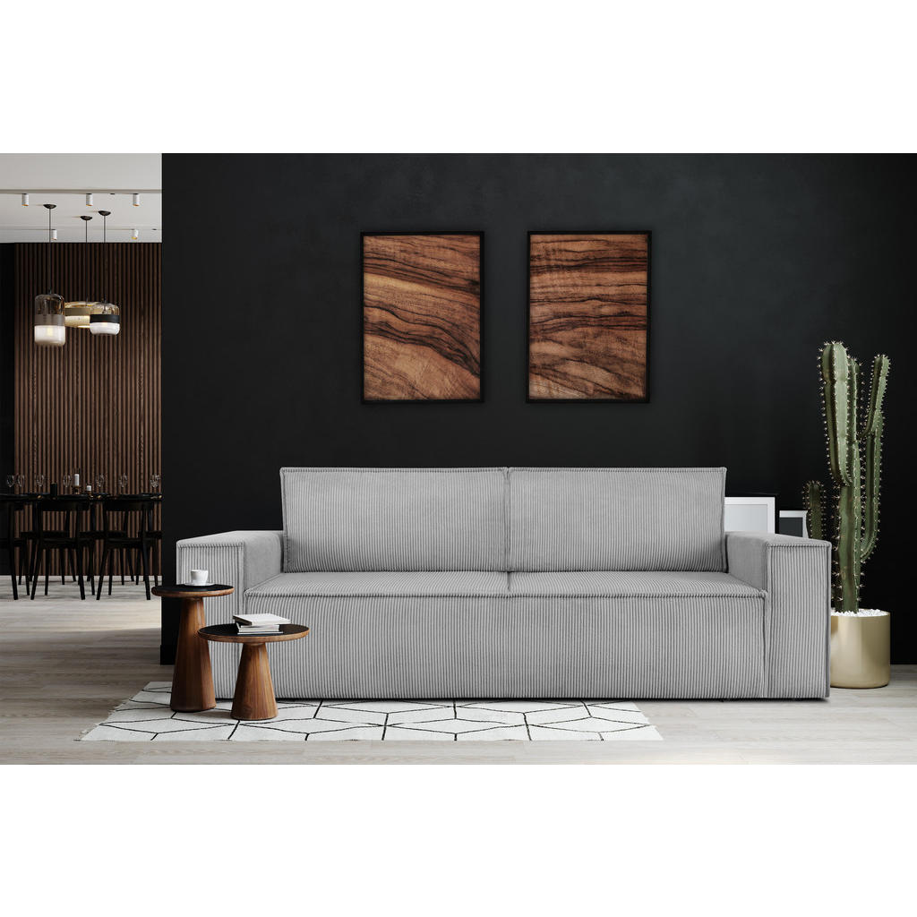 Thumbnail - Konsimo® 3-Sitzer-Schlafsofa, Hellgrau, Textil, 244x89x101 cm, FSC 100%, Hergestellt in Europa, Wohnzimmer, Sofas & Couc...