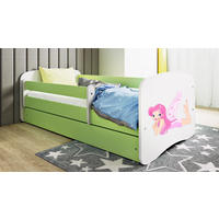 KINDERBETT Fee mit Flügeln 70x140 cm mit Matratze, Schublade, Rausfallschutz & Lattenrost, Grün - Grün, Holzwerkstoff (70/140cm) - RAUMHIRSCH FURNITURE