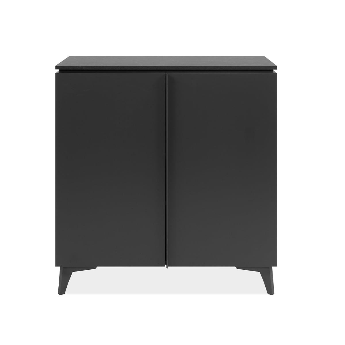 SIDEBOARD 2 Türen L88 cm - BERTRIX - Schwarz, Holzwerkstoff (88/92/40cm) - Finori GmbH